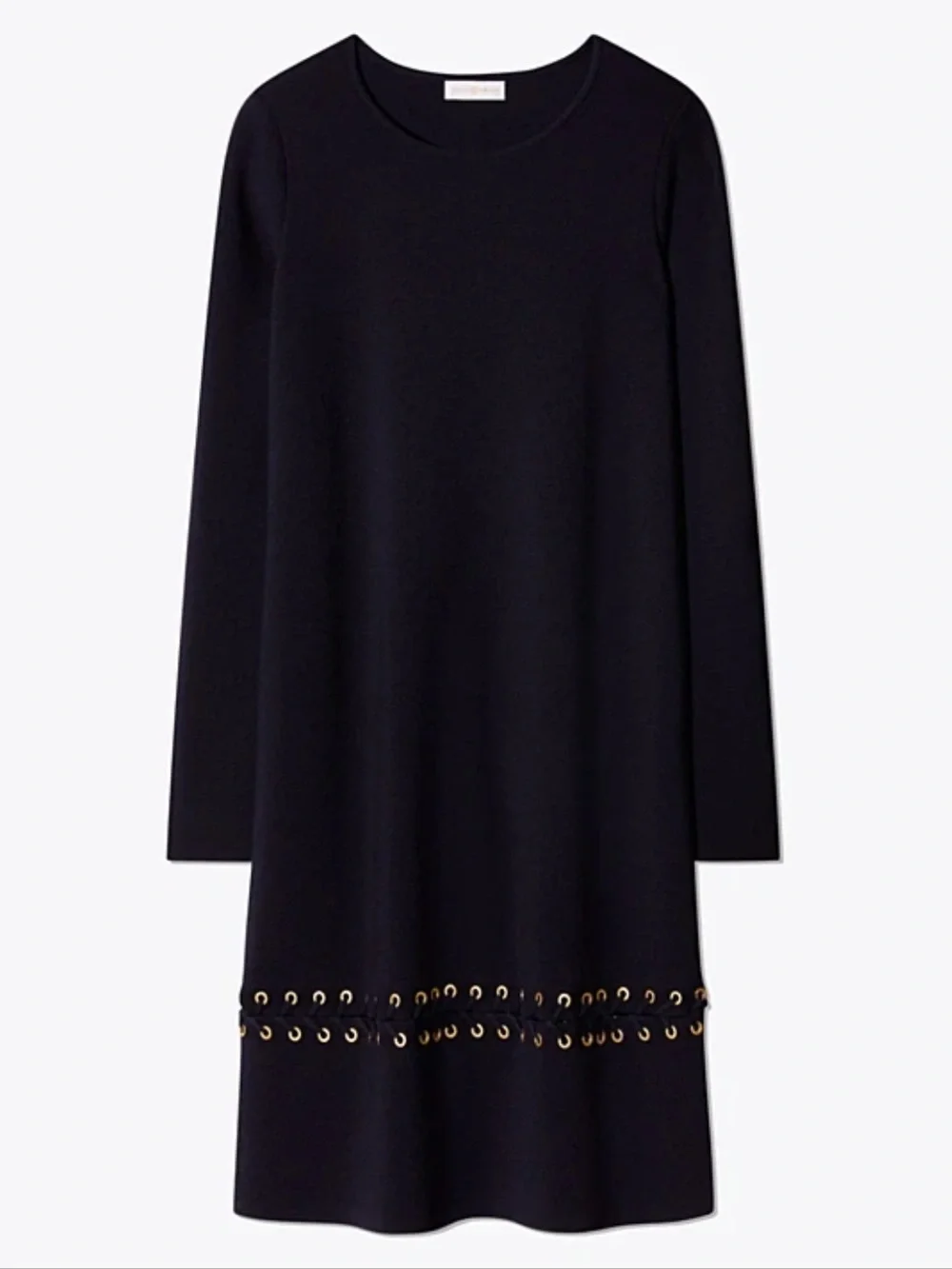Tory Burch Dress Harley Merino Wool Lace-Up Grommet Navy Blue Small